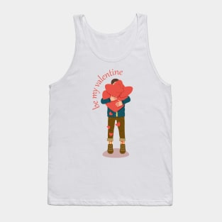 Be my valentine lettering big heart Tank Top